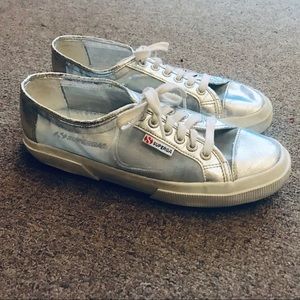 Superga silver metallic sheer sneakers 8.5 40 vans